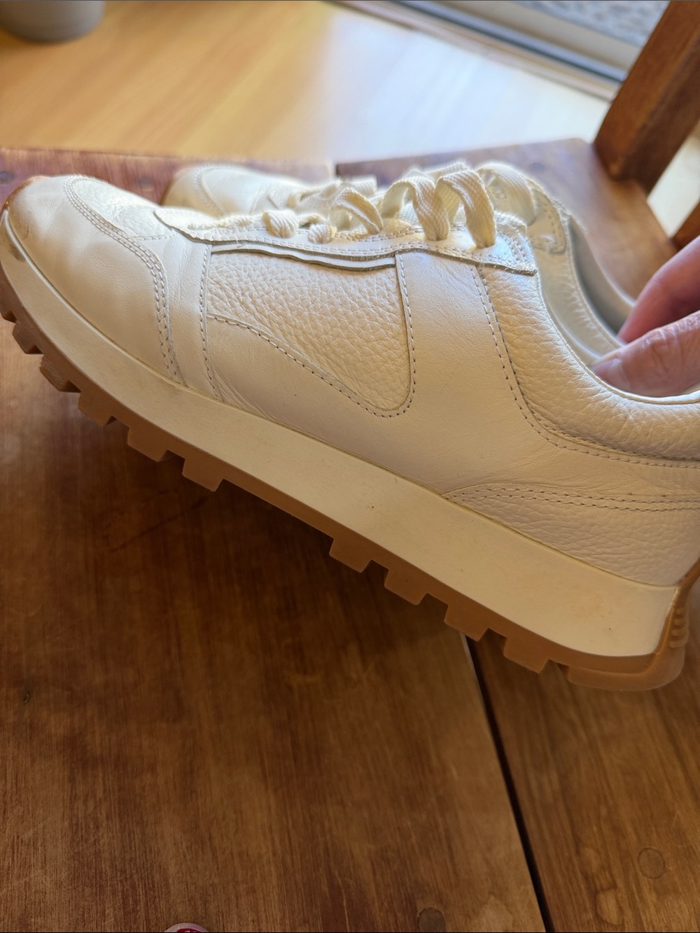 Zara Cream Leather Women’s Sneaker with Gum Outsole